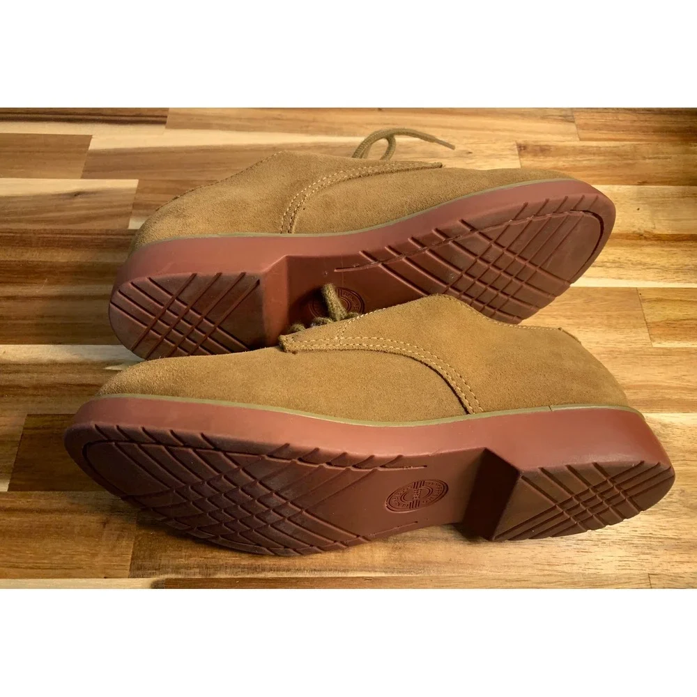 Bass Exeter Suede Oxfords Tan Leather Shoes 5M Vintage Retro Preppy Kids